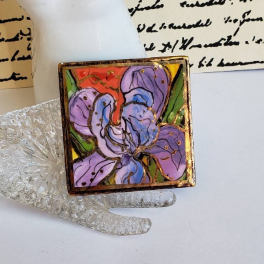 Laura Mostaghel Painted porcelain brooch